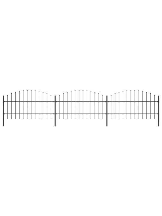 Zahradní plot s hroty ocel (0,75–1) x 5,1 m černý