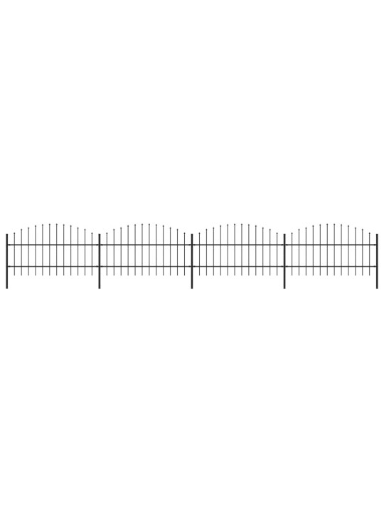Zahradní plot s hroty (0,75–1) x 6,8 m ocel černý