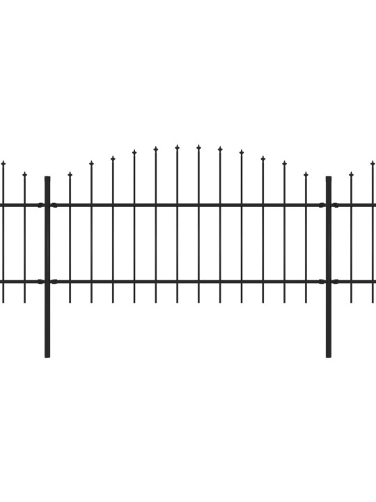 Zahradní plot s hroty ocel (1–1,25) x 3,4 m černý