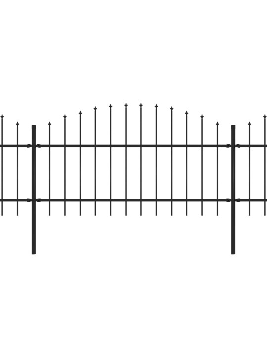 Zahradní plot s hroty ocel (1–1,25) x 5,1 m černý