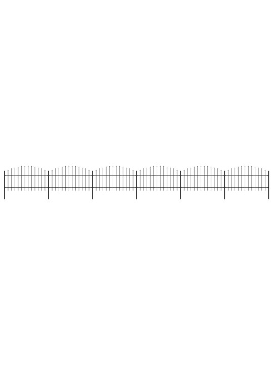 Zahradní plot s hroty ocel (1–1,25) x 10,2 m černý