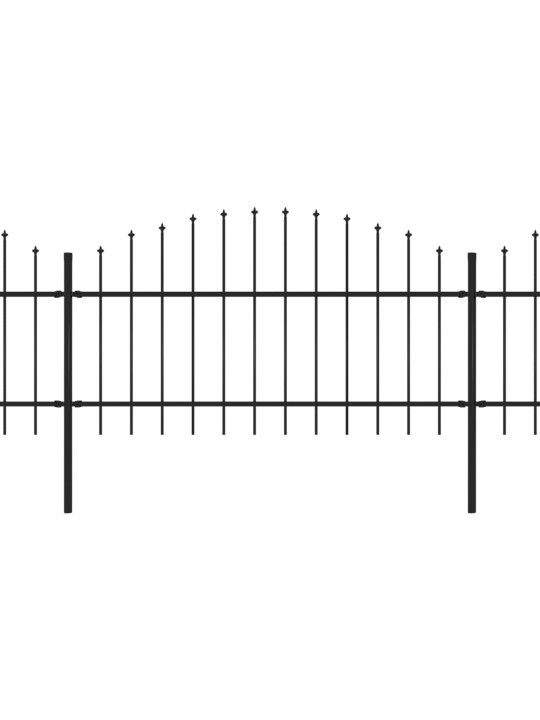 Zahradní plot s hroty ocel (1–1,25) x 13,6 m černý