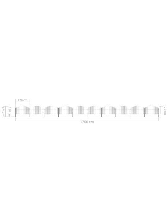 Zahradní plot s hroty ocel (1–1,25) x 17 m černý