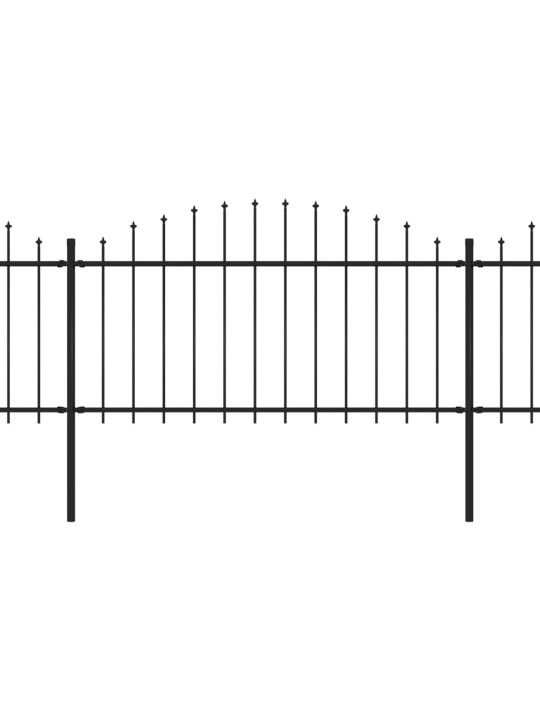 Zahradní plot s hroty ocel (1,25–1,5) x 3,4 m černý