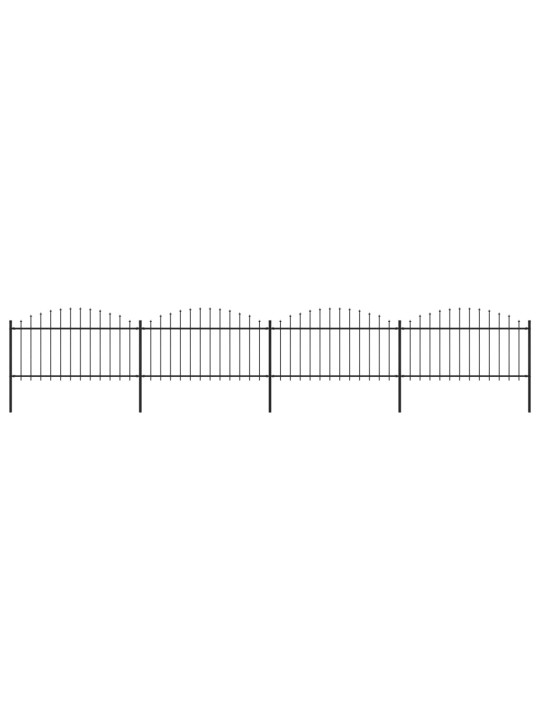 Zahradní plot s hroty ocel (1,25–1,5) x 6,8 m černý