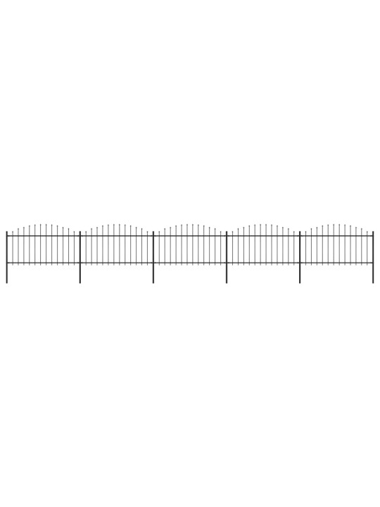 Zahradní plot s hroty ocel (1,25–1,5) x 8,5 m černý