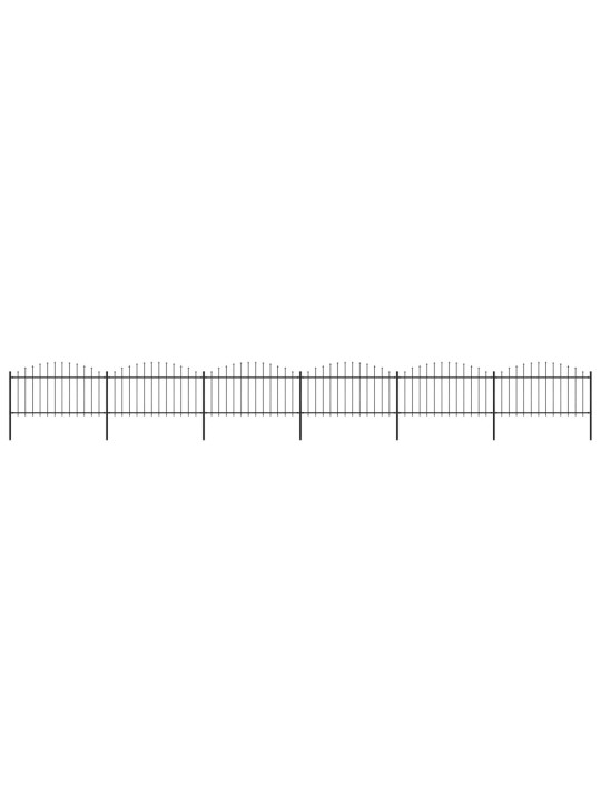 Zahradní plot s hroty ocel (1,25–1,5) x 10,2 m černý