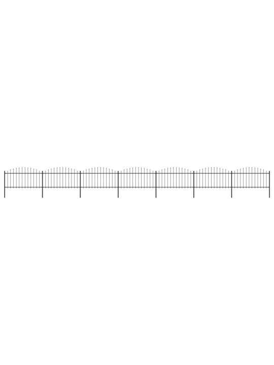 Zahradní plot s hroty ocel (1,25–1,5) x 11,9 m černý