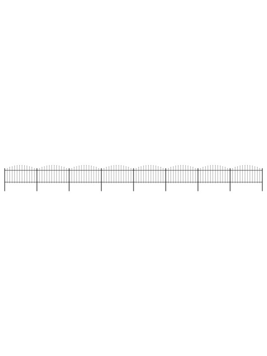 Zahradní plot s hroty ocel (1,25–1,5) x 13,6 m černý