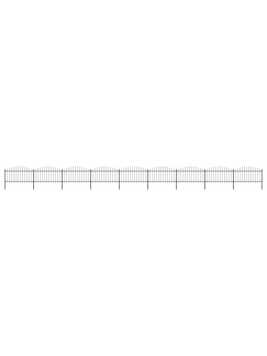 Zahradní plot s hroty ocel (1,25–1,5) x 15,3 m černý