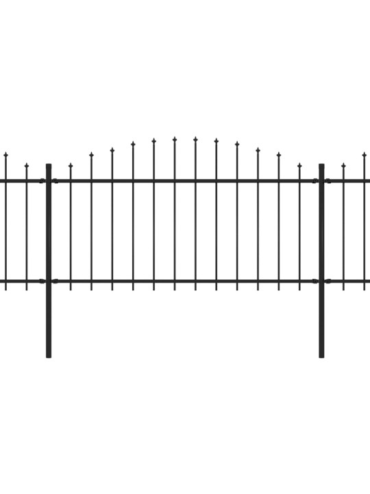 Zahradní plot s hroty ocel (1,25–1,5) x 15,3 m černý
