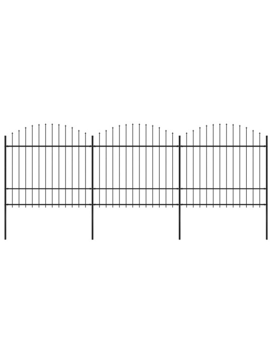 Zahradní plot s hroty ocel (1,5–1,75) x 5,1 m černý