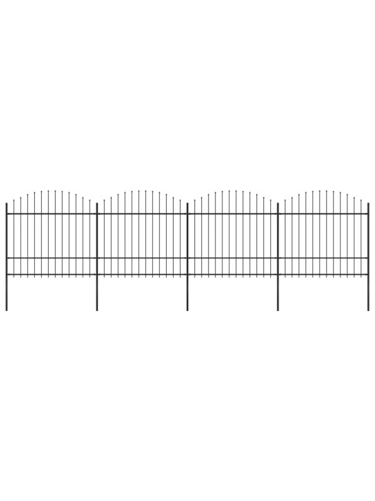 Zahradní plot s hroty ocel (1,5–1,75) x 6,8 m černý