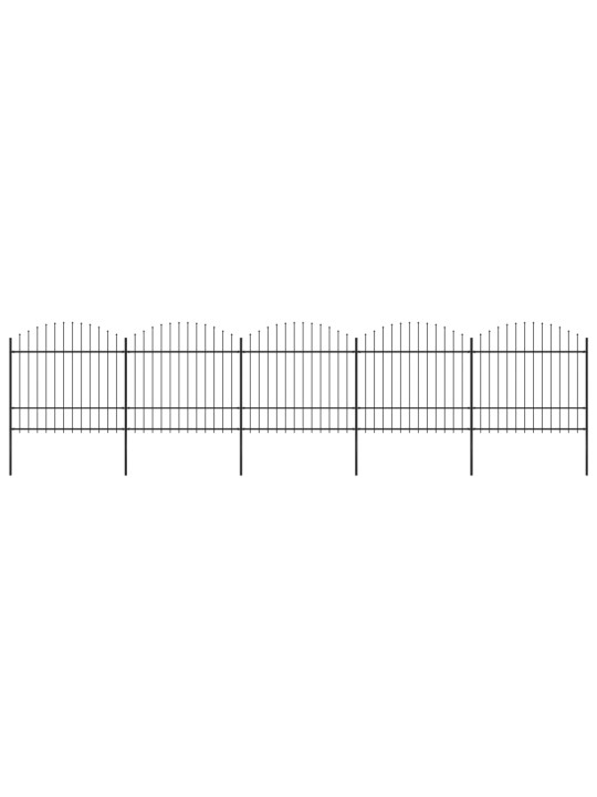 Zahradní plot s hroty ocel (1,5–1,75) x 8,5 m černý
