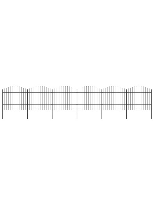 Zahradní plot s hroty ocel (1,5–1,75) x 10,2 m černý