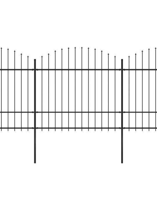 Zahradní plot s hroty ocel (1,5–1,75) x 10,2 m černý