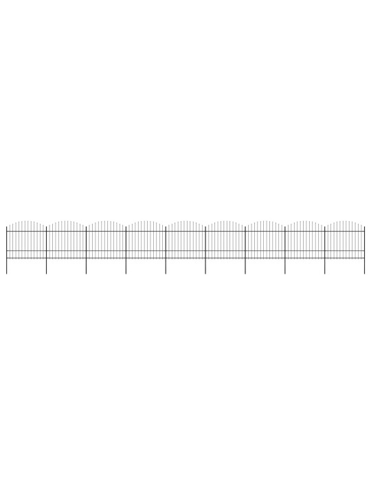 Zahradní plot s hroty ocel (1,5–1,75) x 15,3 m černý