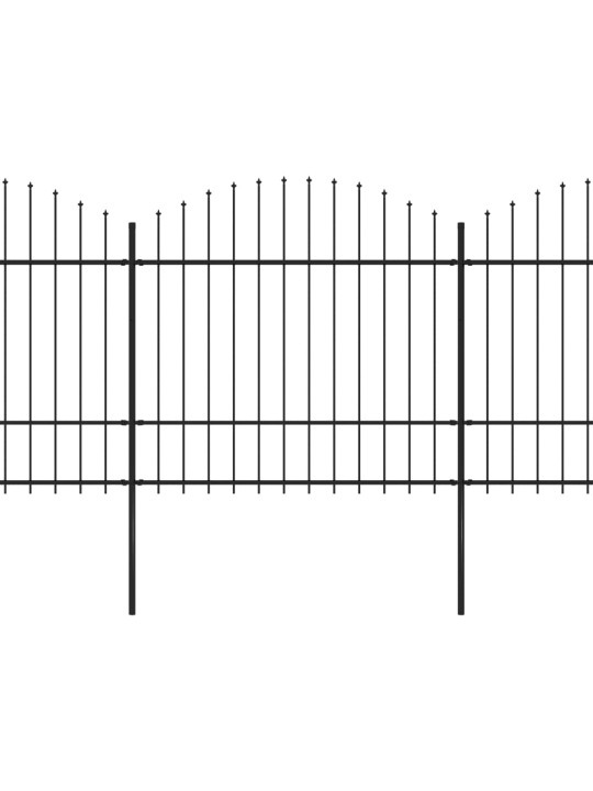 Zahradní plot s hroty ocel (1,5–1,75) x 15,3 m černý