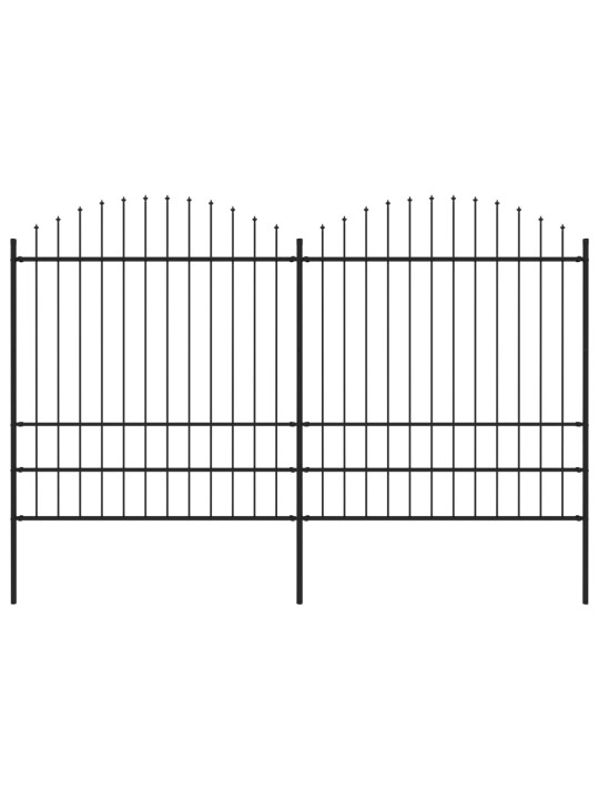 Zahradní plot s hroty ocel (1,75–2) x 3,4 m černý