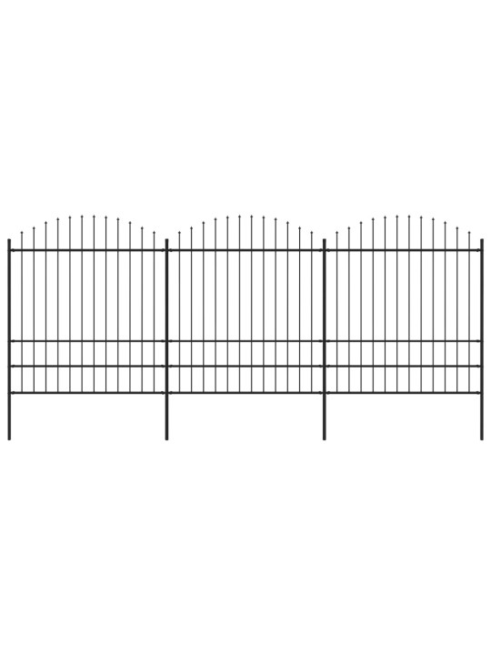 Zahradní plot s hroty ocel (1,75–2) x 5,1 m černý