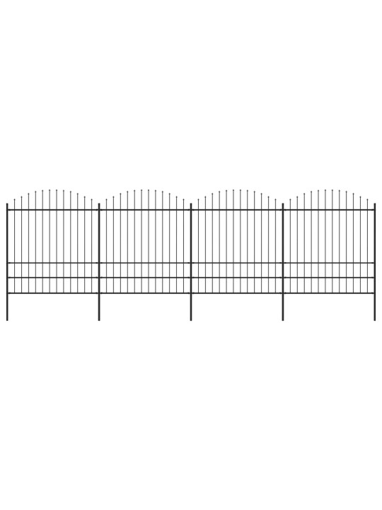 Zahradní plot s hroty ocel (1,75–2) x 6,8 m černý