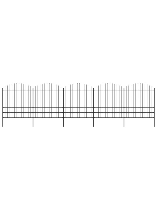 Zahradní plot s hroty ocel (1,75–2) x 8,5 m černý