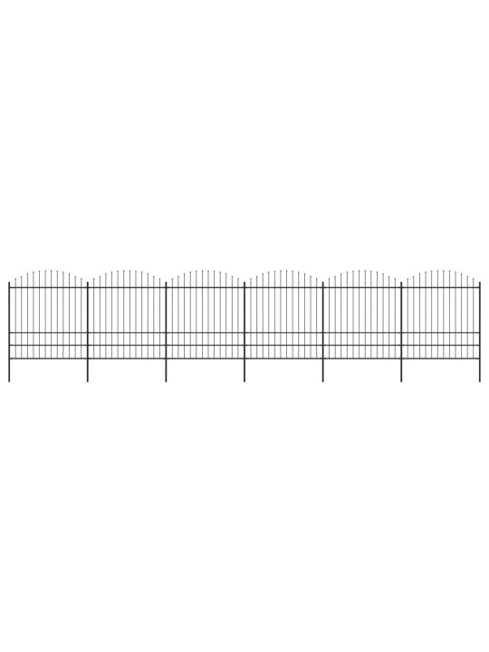 Zahradní plot s hroty ocel (1,75–2) x 10,2 m černý