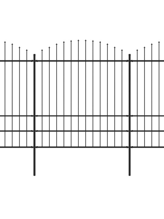 Zahradní plot s hroty ocel (1,75–2) x 13,6 m černý