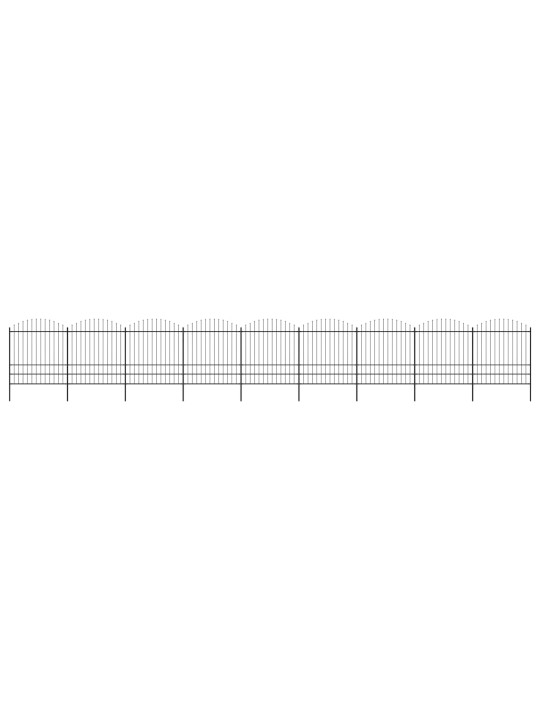 Zahradní plot s hroty ocel (1,75–2) x 15,3 m černý