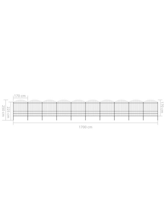 Zahradní plot s hroty ocel (1,75–2) x 17 m černý