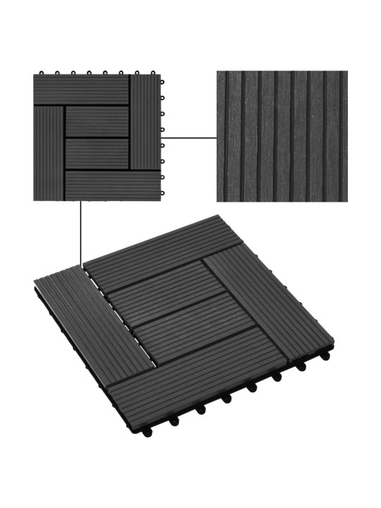 22 ks terasové dlaždice 30 x 30 cm 2 m² WPC černé