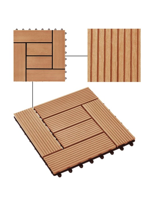 22 ks terasové dlaždice 30 x 30 cm 2 m² WPC barva teak