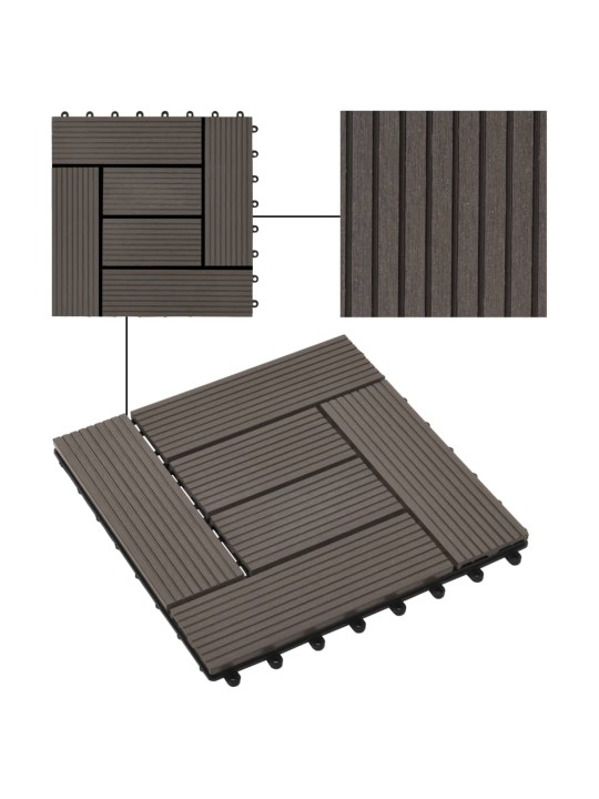 22 ks terasové dlaždice 30 x 30 cm 2 m² WPC tmavě hnědé