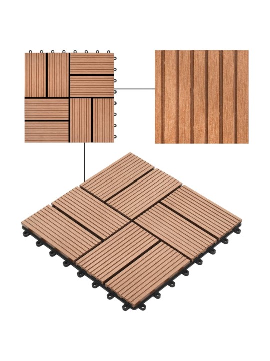 22 ks terasové dlaždice 30 x 30 cm 2 m² WPC hnědé