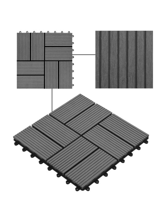 22 ks terasové dlaždice 30 x 30 cm 2 m² WPC šedé