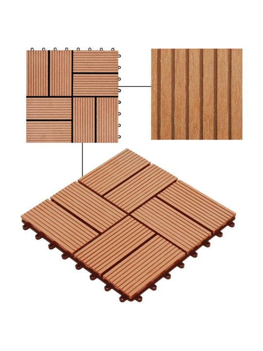 22 ks terasové dlaždice 30 x 30 cm 2 m² WPC teakový odstín