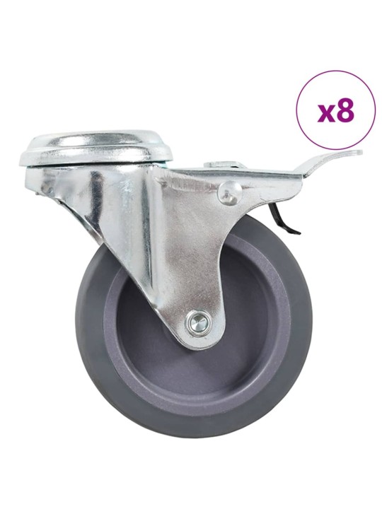 8 ks otočná kolečka s otvorem pro šroub 75 mm