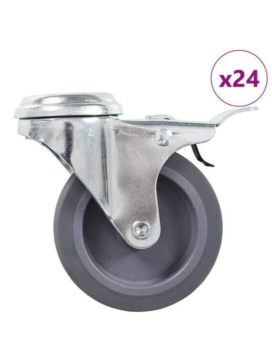 24 ks otočná kolečka s otvorem pro šroub 75 mm
