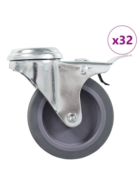 32 ks otočná kolečka s otvorem pro šroub 75 mm