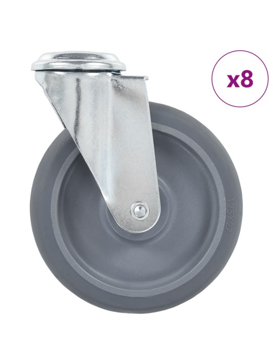 8 ks otočná kolečka s otvorem pro šroub 125 mm