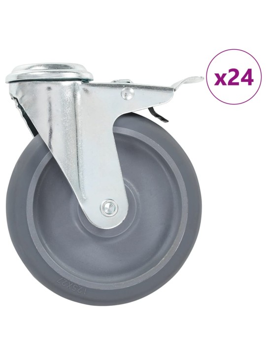 24 ks otočná kolečka s otvorem pro šroub 125 mm