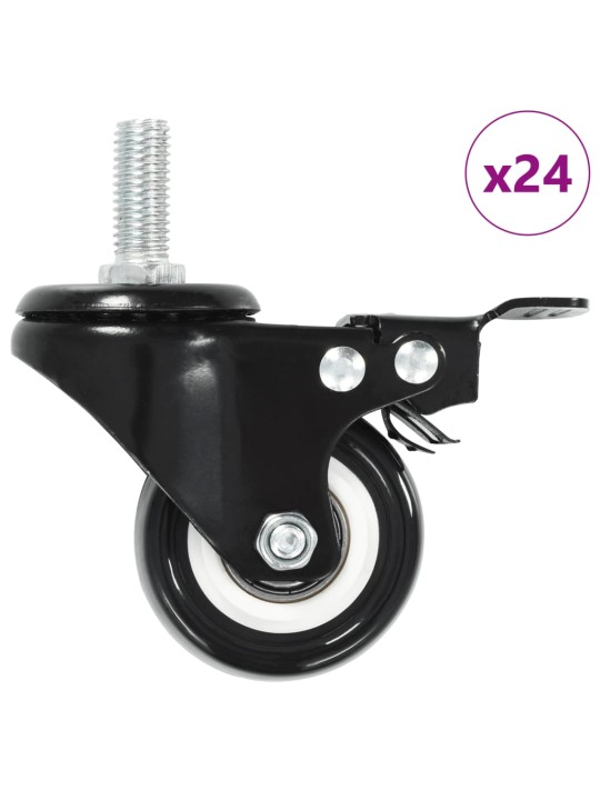 24 ks otočná kolečka s brzdou 50 mm