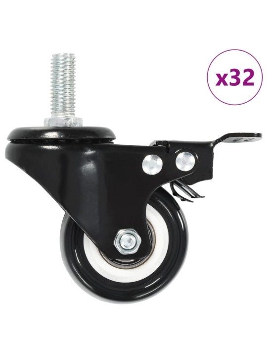32 ks otočná kolečka s brzdou 50 mm