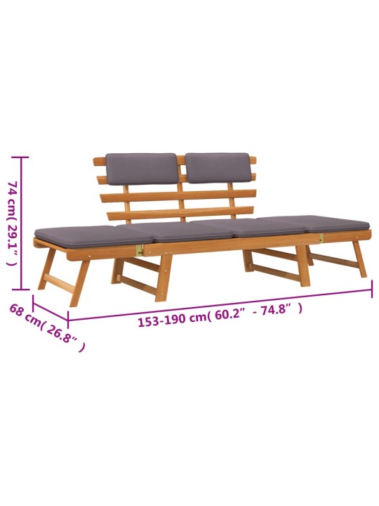 Zahradní denní postel 2 v 1 s poduškami 190 cm masivní akácie