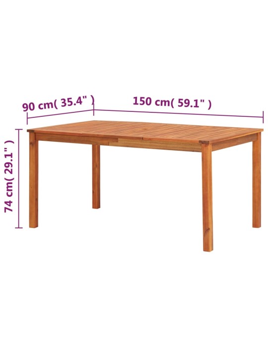 Zahradní stůl 150 x 90 x 74 cm masivní akáciové dřevo
