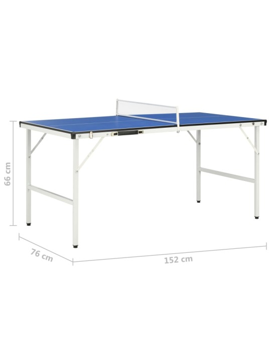 Stůl na stolní tenis se síťkou 152 x 76 x 66 cm modrý