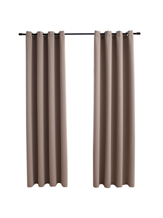 Zatemňovací závěsy s kovovými kroužky 2 ks taupe 140 x 175 cm