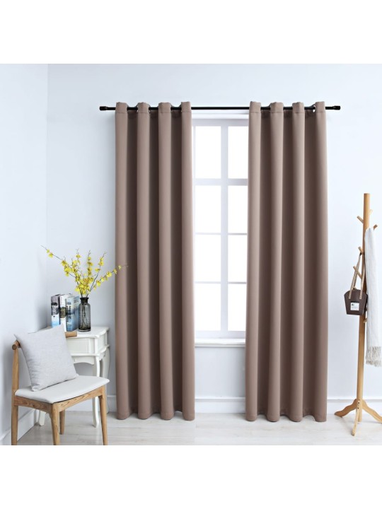 Zatemňovací závěsy s kovovými kroužky 2 ks taupe 140 x 175 cm
