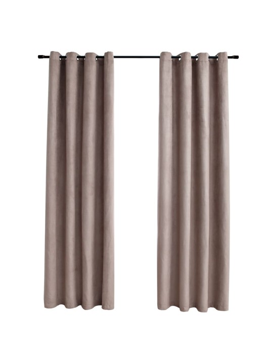 Zatemňovací závěsy s kovovými kroužky 2 ks taupe 140 x 175 cm