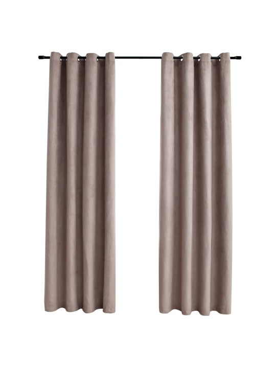 Zatemňovací závěsy s kovovými kroužky 2 ks taupe 140 x 225 cm